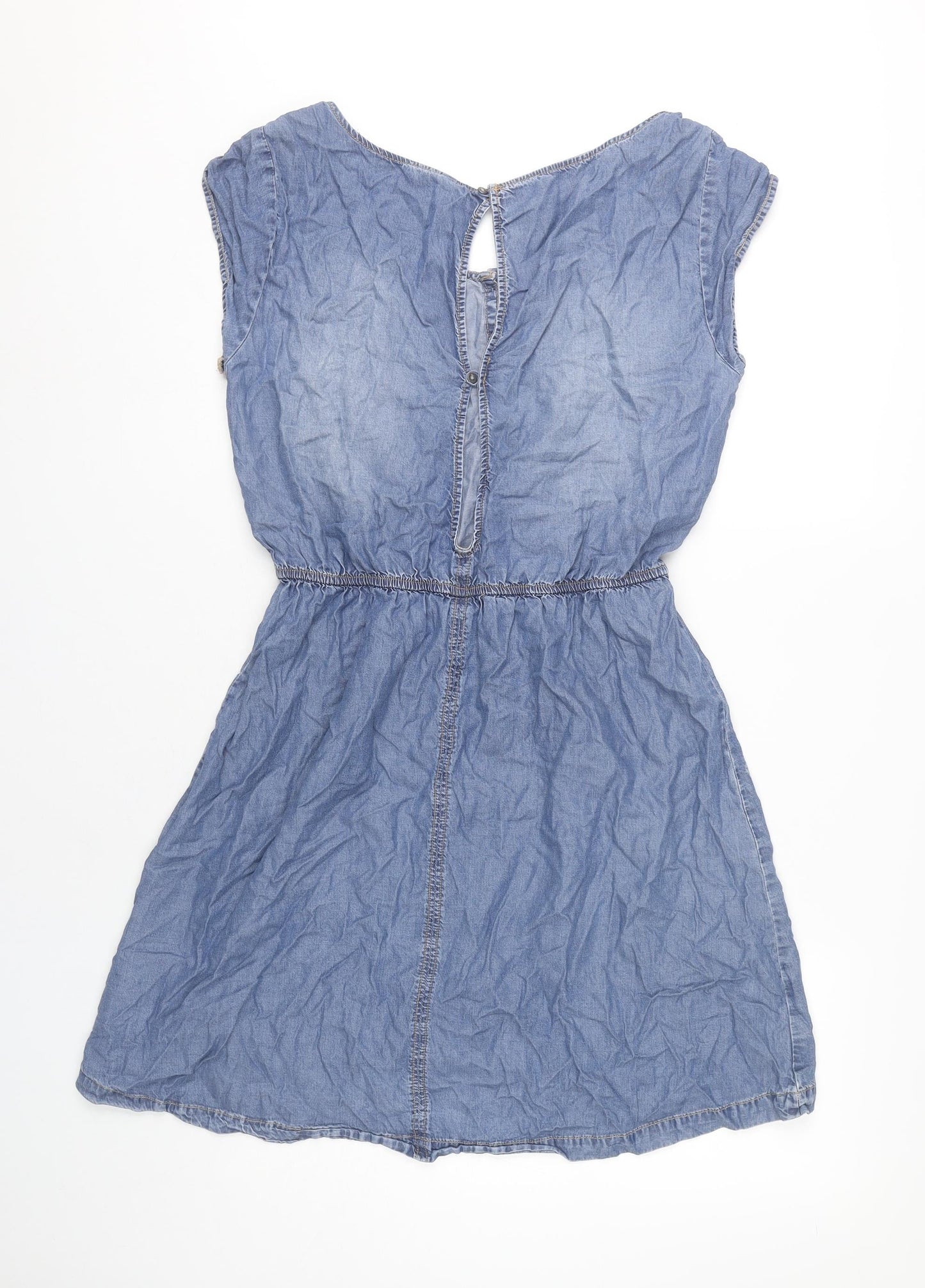 H&M Divided Blue Women's Denim A-Line Dress, Size 14