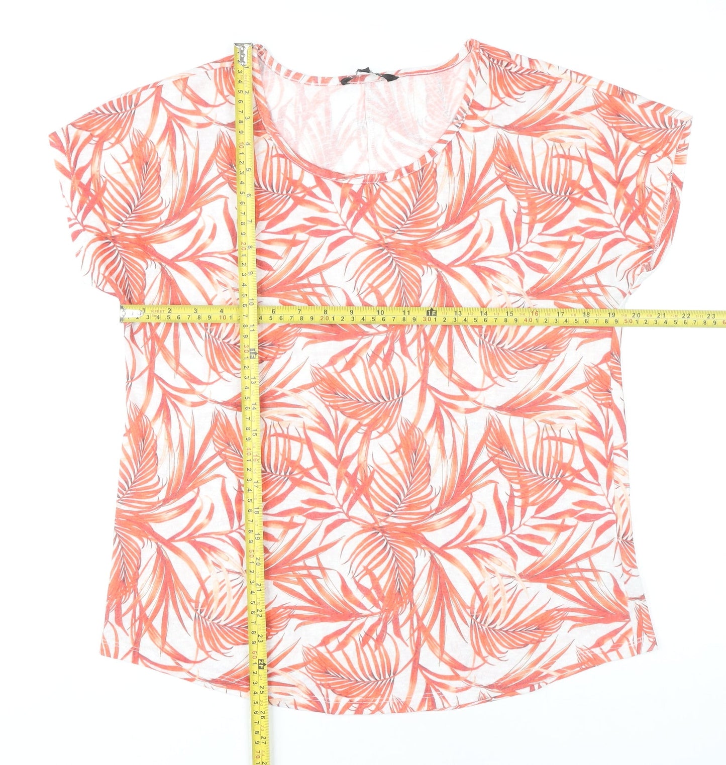 Peacocks Women's Red Floral T-Shirt Size 14 Summer