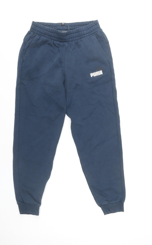 Puma Boys Blue Elastic Waist Joggers, 13-14 Years, Cotton