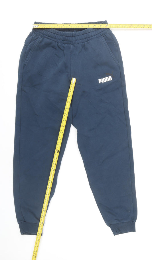 Puma Boys Blue Elastic Waist Joggers, 13-14 Years, Cotton