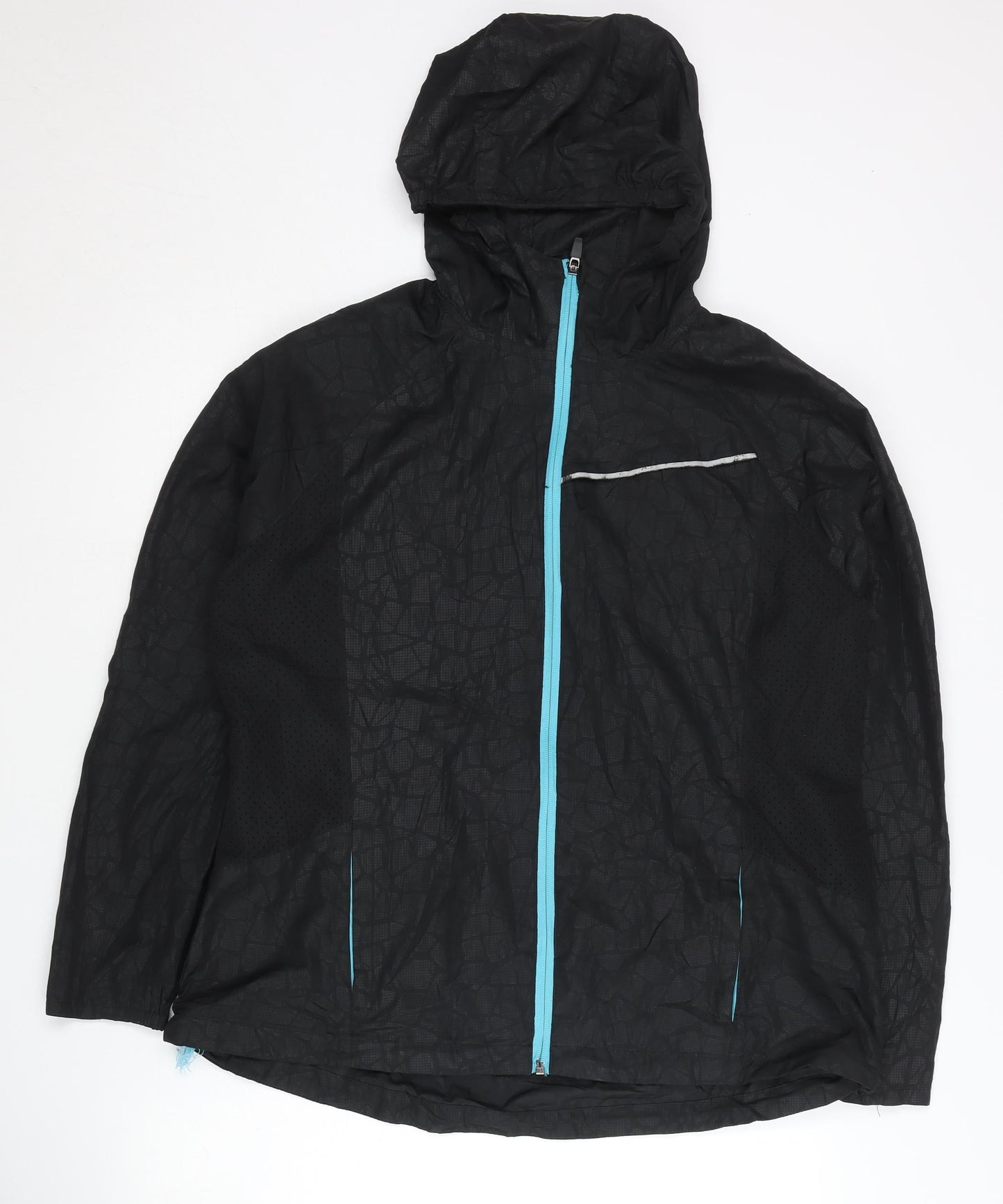 Active & Co Women's Black Hooded Track Jacket, Size 12