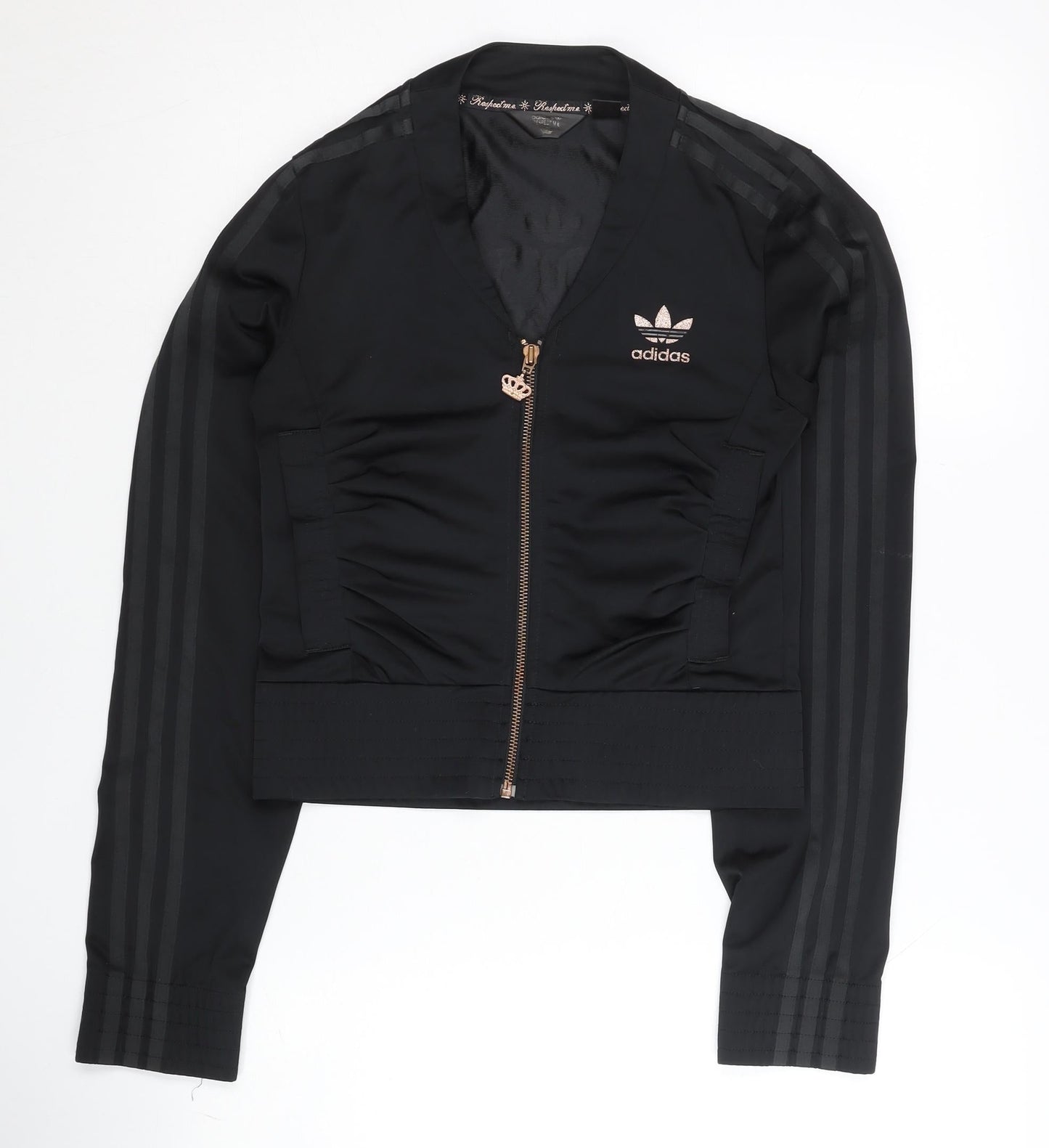 Adidas Women's Black Track Jacket Size 8, Polyester, Full Zip