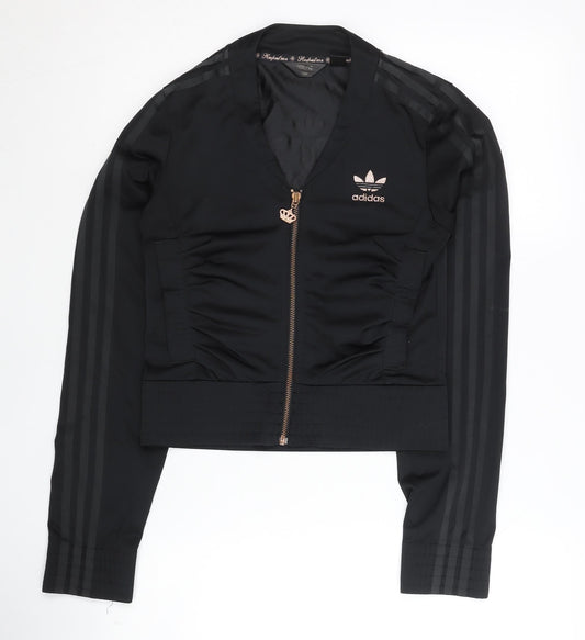 Adidas Women's Black Track Jacket Size 8, Polyester, Full Zip