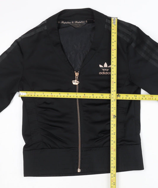 Adidas Women's Black Track Jacket Size 8, Polyester, Full Zip