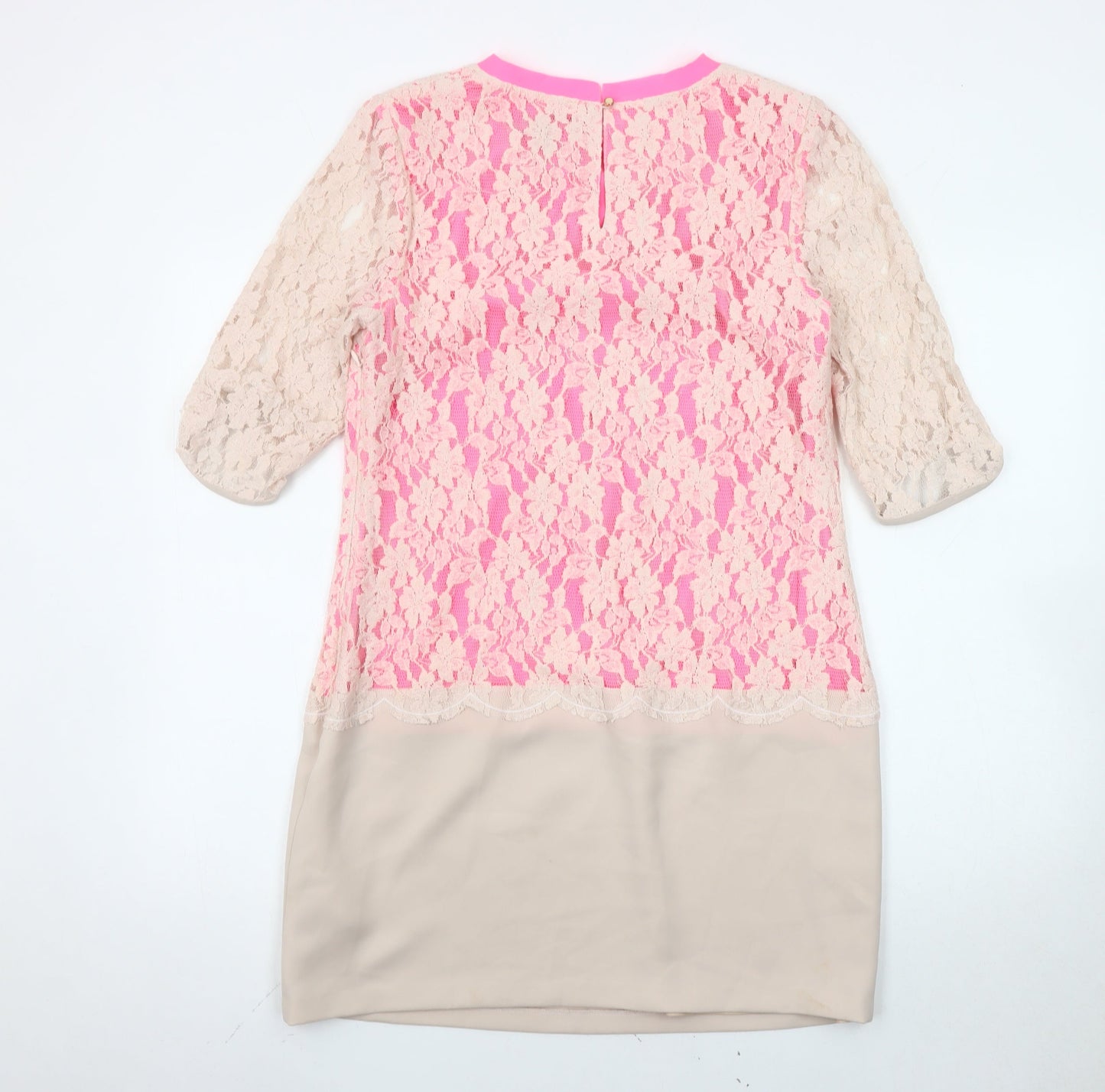 Ted Baker Women’s Pink Beige Lace Sheath Dress Size S Party/Cocktail