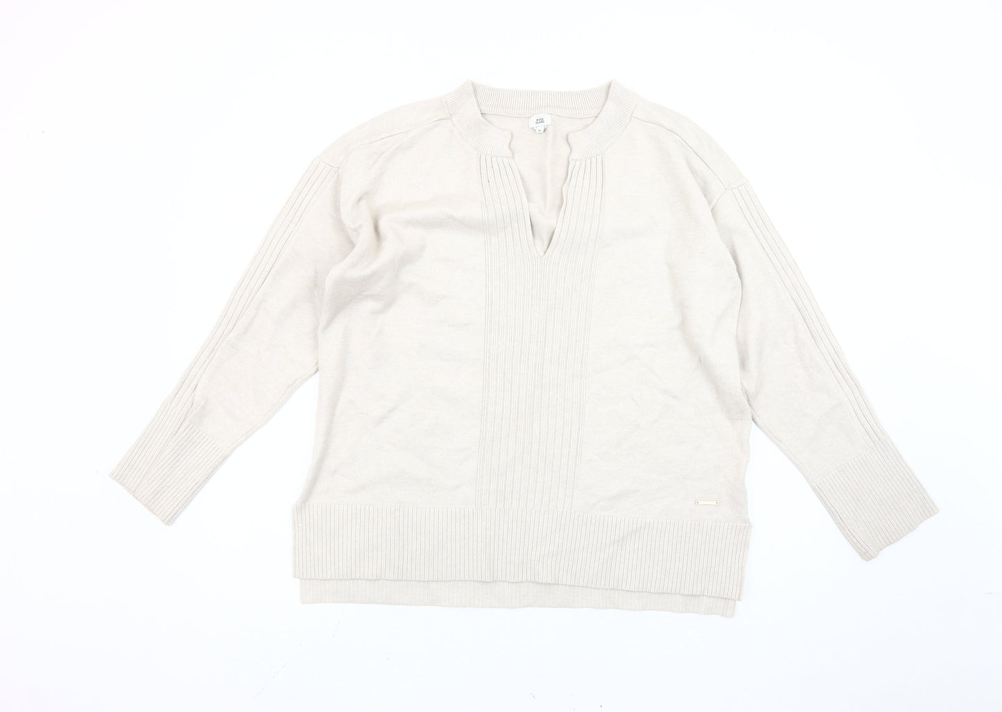 River Island Women’s Beige V-Neck Pullover Jumper Size M