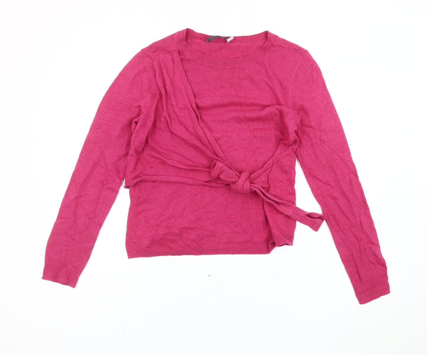 Mint Velvet Women’s Pink Wrap Jumper Size 8 Crew Neck Long Sleeve