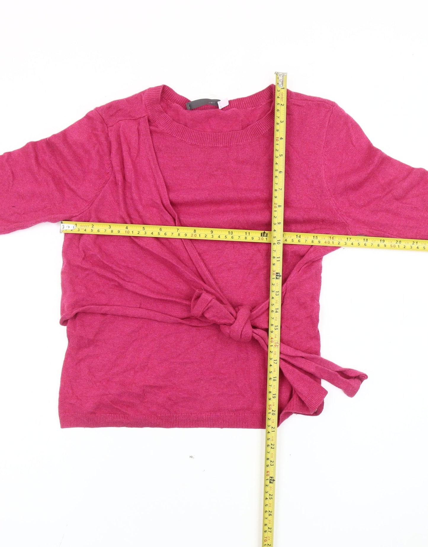 Mint Velvet Women’s Pink Wrap Jumper Size 8 Crew Neck Long Sleeve