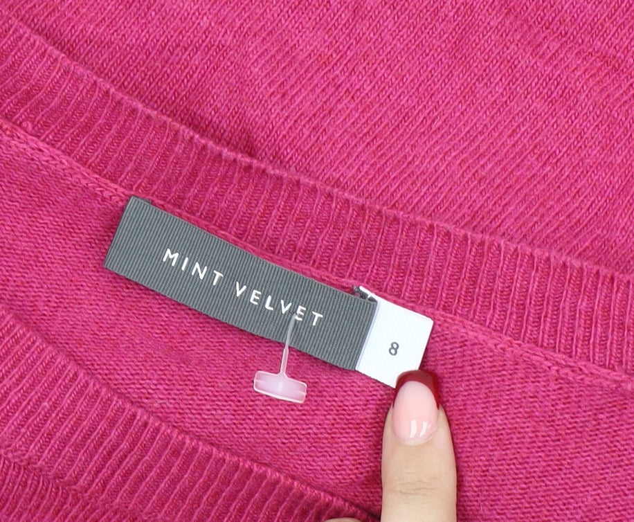 Mint Velvet Women’s Pink Wrap Jumper Size 8 Crew Neck Long Sleeve