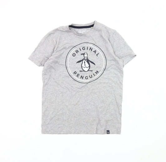 Original Penguin Boys Grey Logo T-Shirt 10-11 Years Short Sleeve Casual
