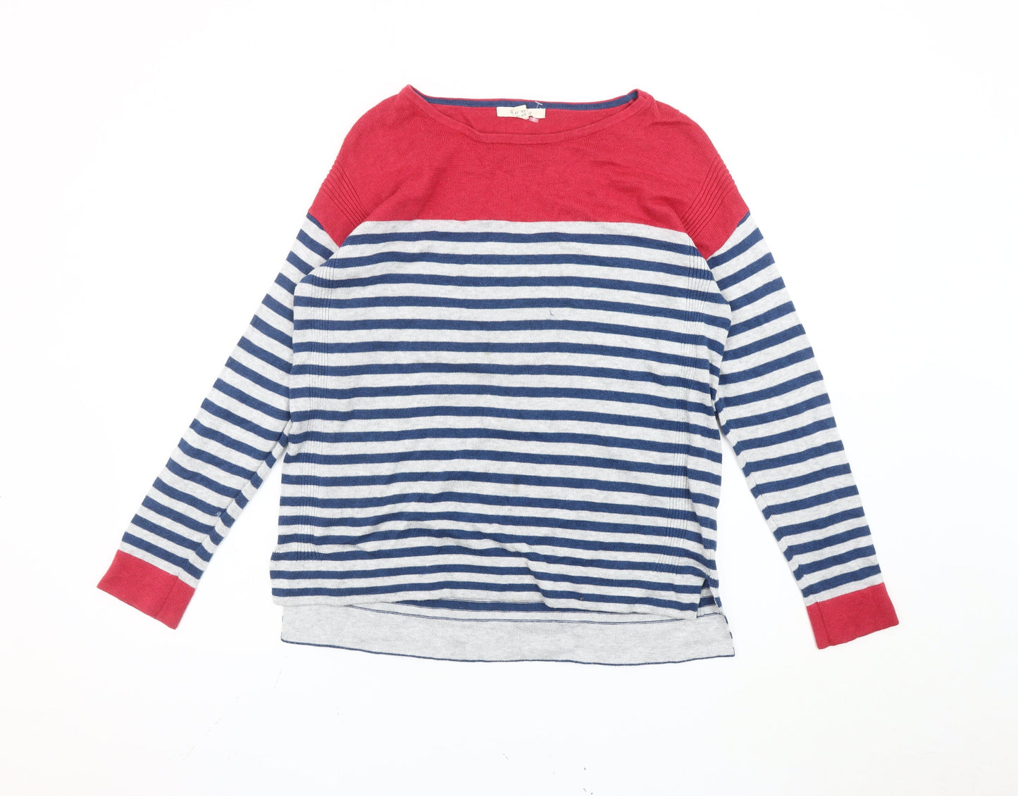 White Stuff Women’s Multicoloured Striped Boat Neck Jumper Size 10