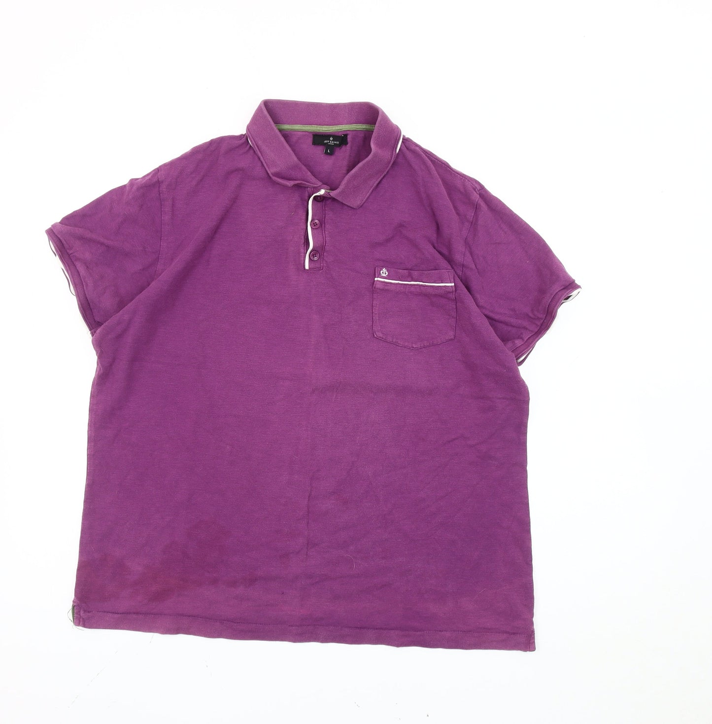 Jeff Banks Men’s Purple Cotton Polo Shirt L Regular Fit Casual