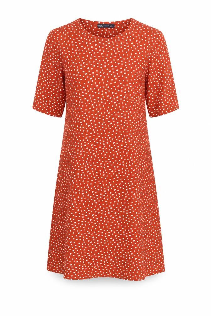 Marks and Spencer Women Red Polka Dot Cotton Shift Dress Size 12