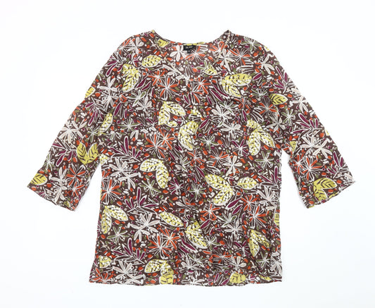 Hobbs Women's Multicoloured Floral Beaded Cotton Tunic Blouse Size 16