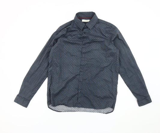 Baker by Ted Baker Boys Blue Geometric Long Sleeve Button-Up Shirt 12Y