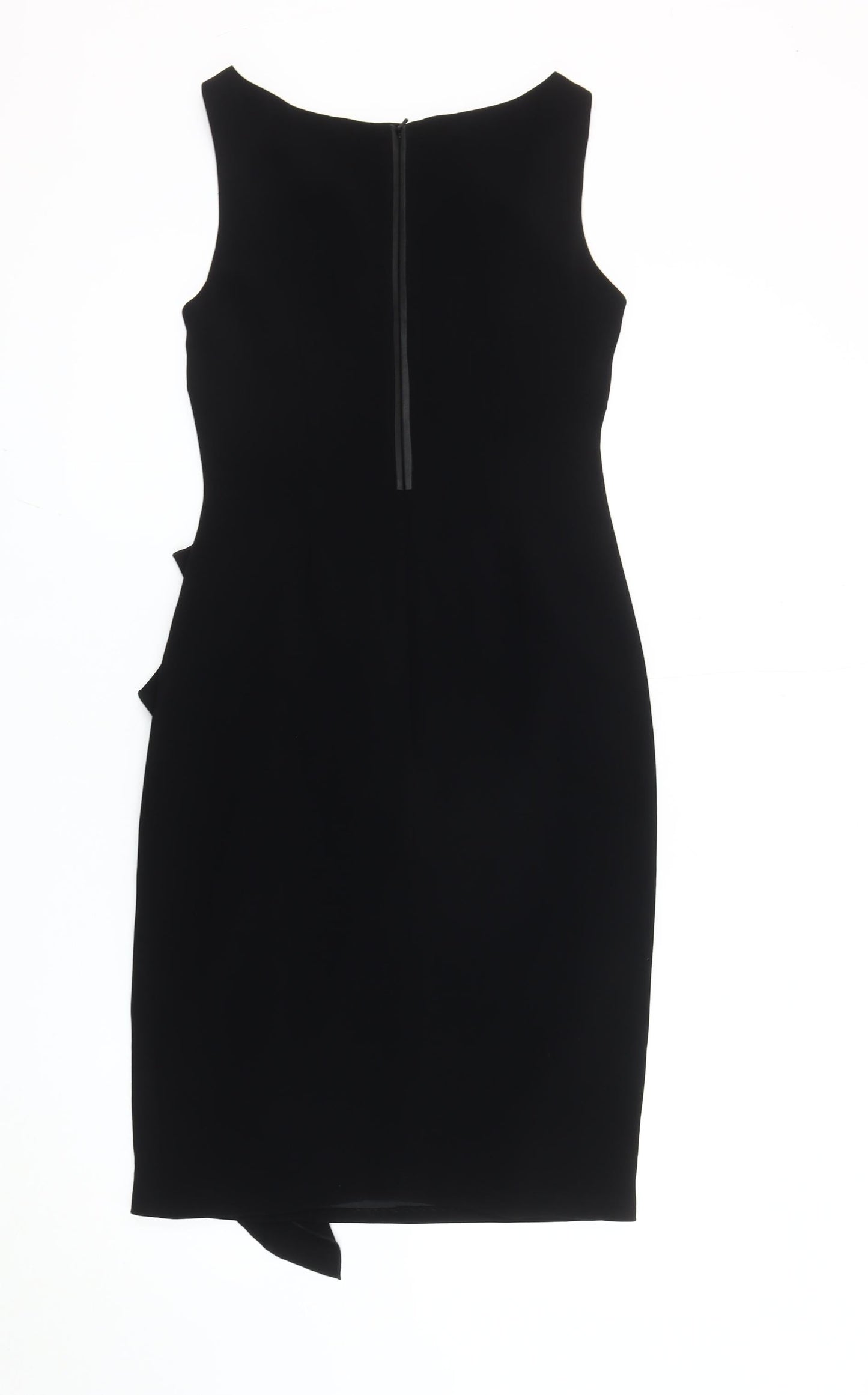 Coast Women’s Black Knee Length Sheath Dress Size S Ruffle Detail