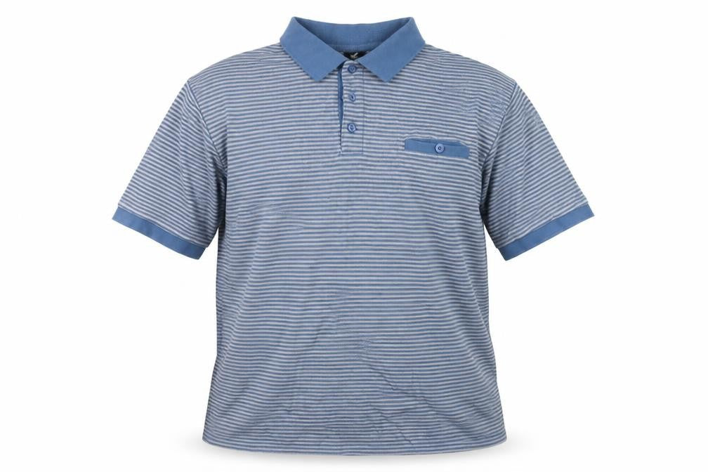 Pegasus Men’s Blue Striped Cotton Polo Shirt L Short Sleeve Casual Top
