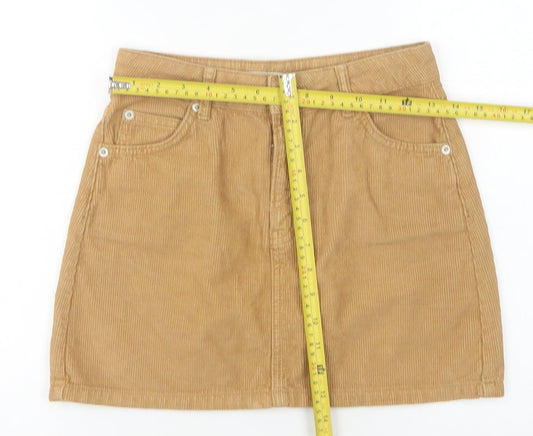 Topshop Women’s Beige Corduroy Short Skirt Size 6 High Rise