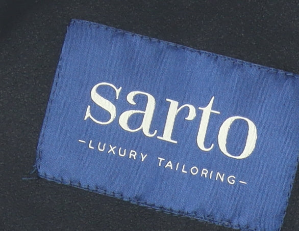 Sarto Men's Blue Mid-Length Felt Jacket Size M Regular Fit