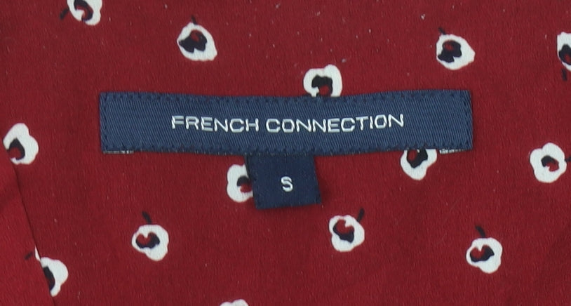 French Connection Women Red Floral Collared Button-Up Shirt S