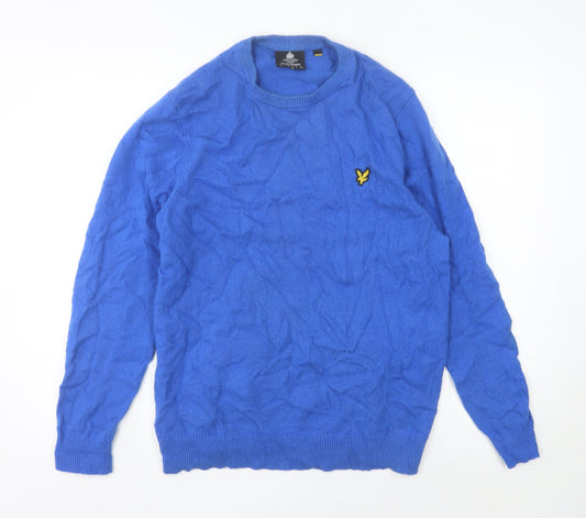 Lyle & Scott Men's Blue Wool Blend Crew Neck Pullover Jumper L
