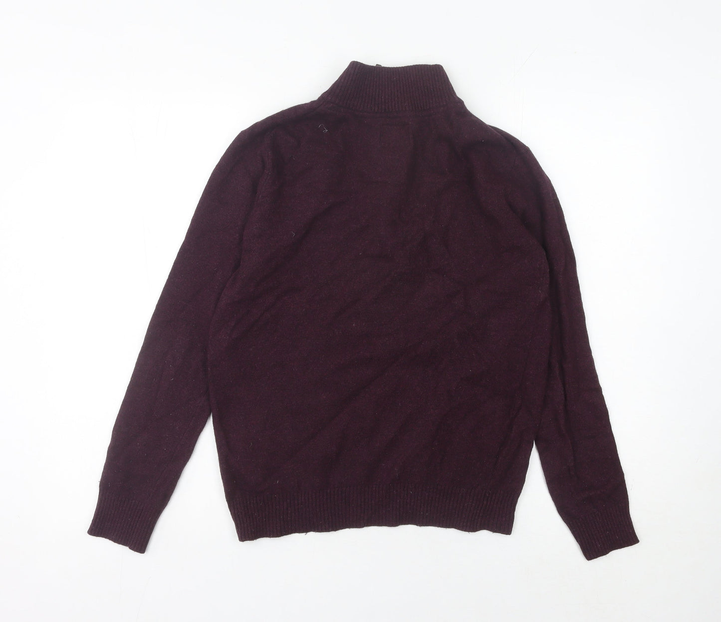 Joules Men's Purple Wool Blend 1/4 Zip Mock Neck Jumper Size S