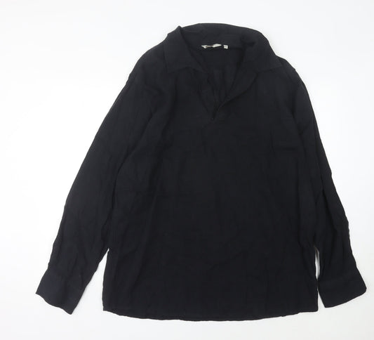 Ben Smith Women’s Black Linen Long Sleeve Button-Up Shirt 2XL