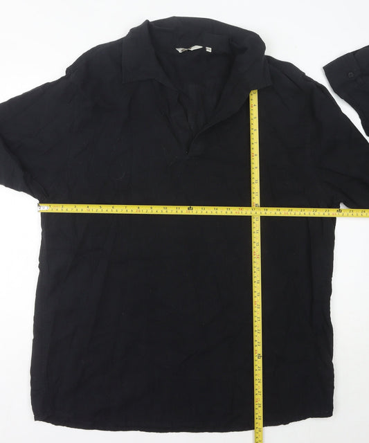 Ben Smith Women’s Black Linen Long Sleeve Button-Up Shirt 2XL