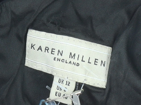 Karen Millen Women's Black Knee Length Halter Bodycon Dress Size 12