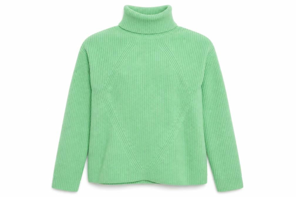 Marks and Spencer Women's Green XS Roll Neck Ribbed Jumper