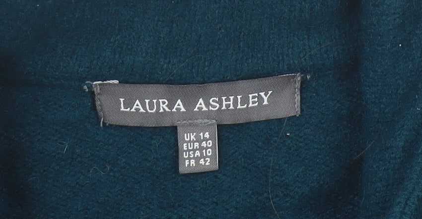 Laura Ashley Women’s Green Lambswool Collared Cardigan UK 14
