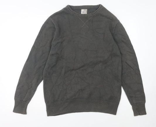 Firetrap Men's Grey Cotton Crew Neck Pullover Jumper L