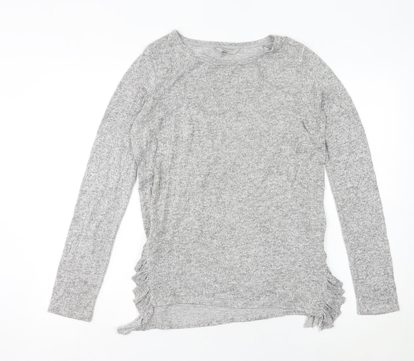 Next Women’s Grey Crew Neck Ruffle Side Pullover Jumper Size 8