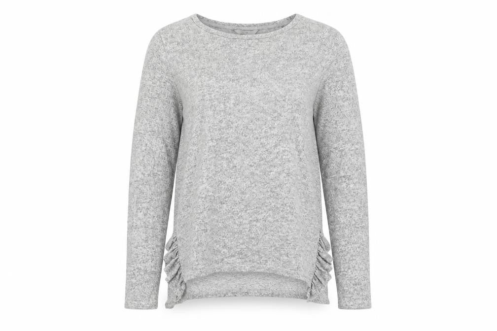 Next Women’s Grey Crew Neck Ruffle Side Pullover Jumper Size 8