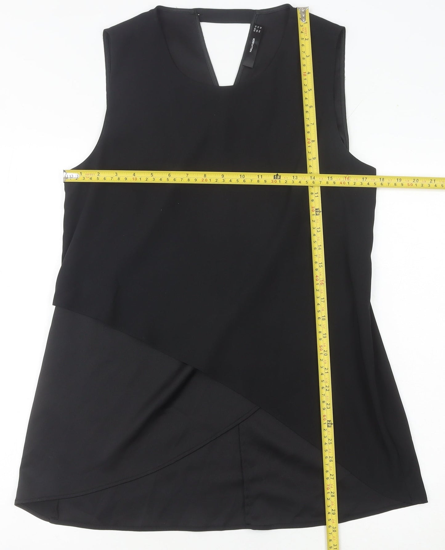Hallhuber Women's Black Size 12 Sleeveless Tunic Blouse