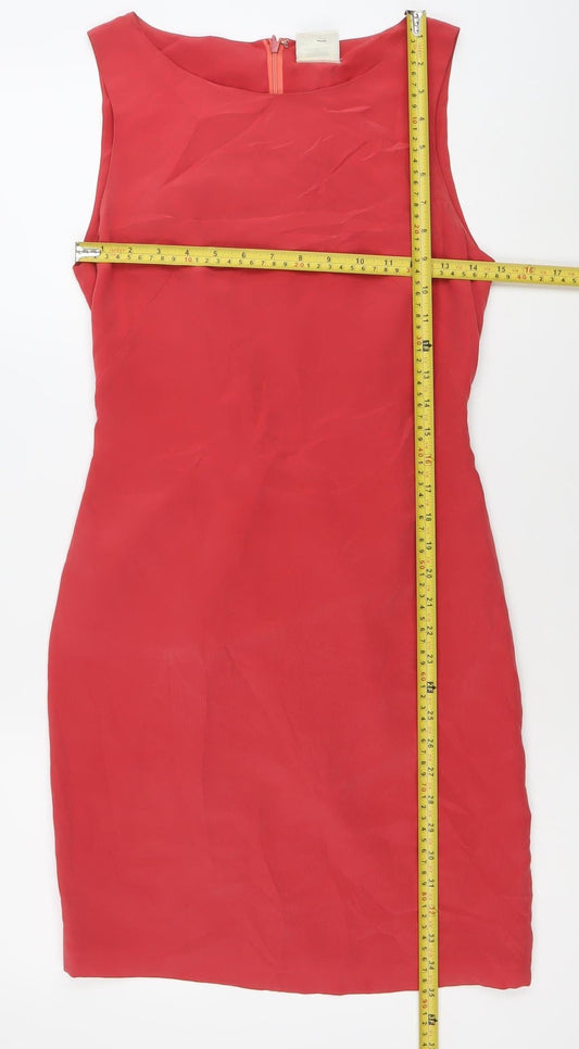 Laura Ashley Women's Red Silk Sheath Dress Size 10 Knee Length