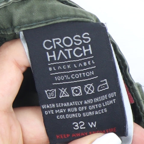 Crosshatch Mens Green 32in Waist Cargo Shorts Cotton Casual Pockets