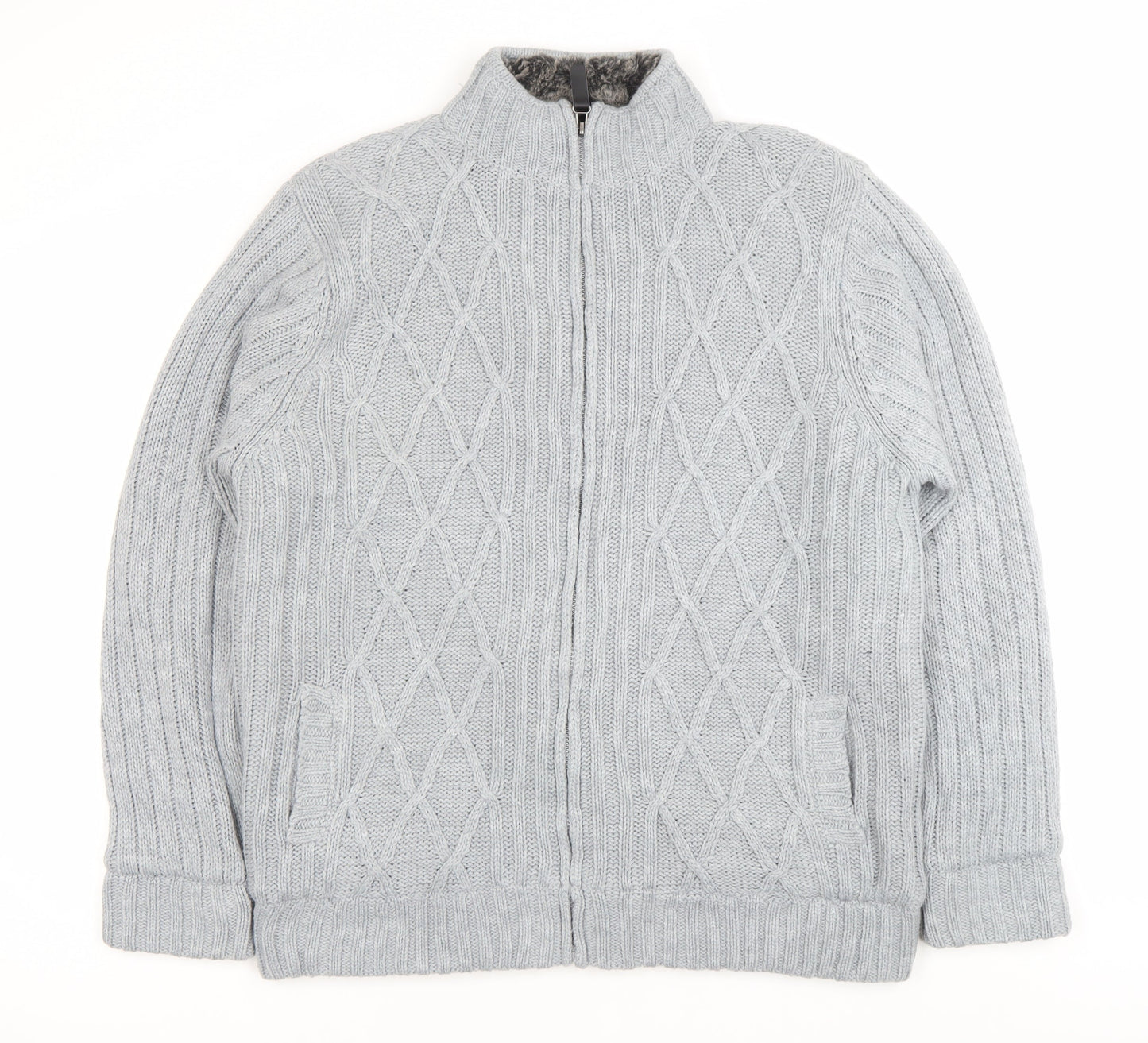 Cherokee Men’s Grey XL Knit Full Zip Lined Winter Jacket