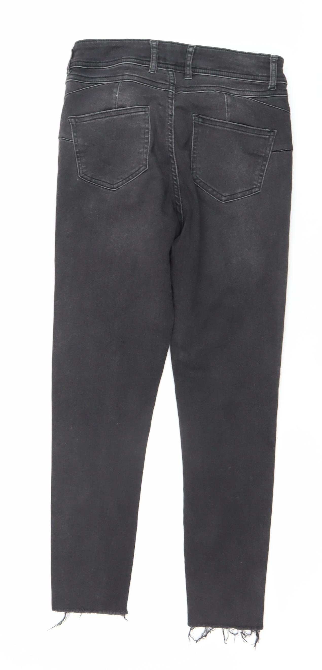 F&F Women's Black Skinny Jeans UK 10 Regular Fit Distressed Denim