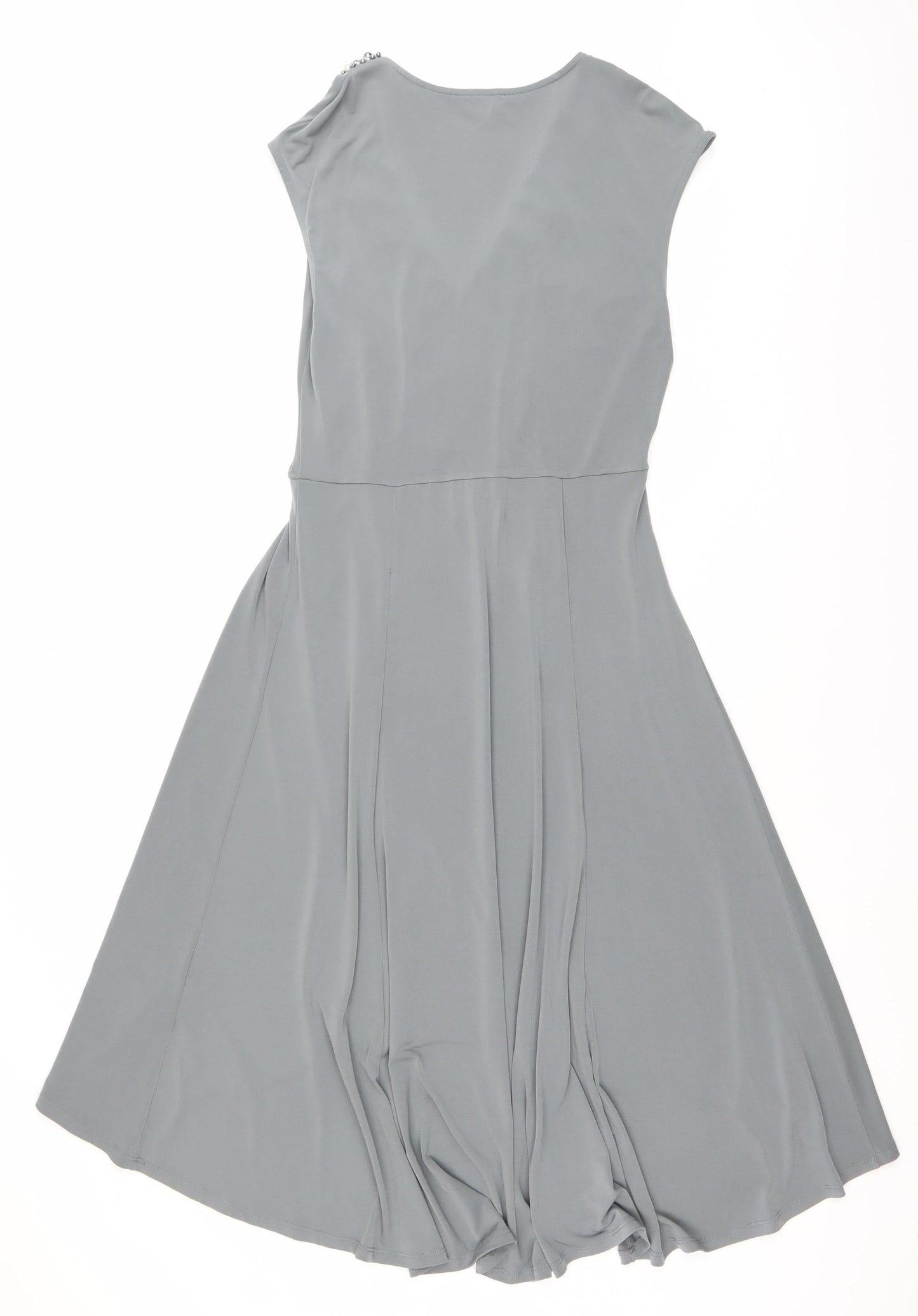 Frank Lyman Women's Grey Size 12 Beaded V-Neck Fit & Flare Dress