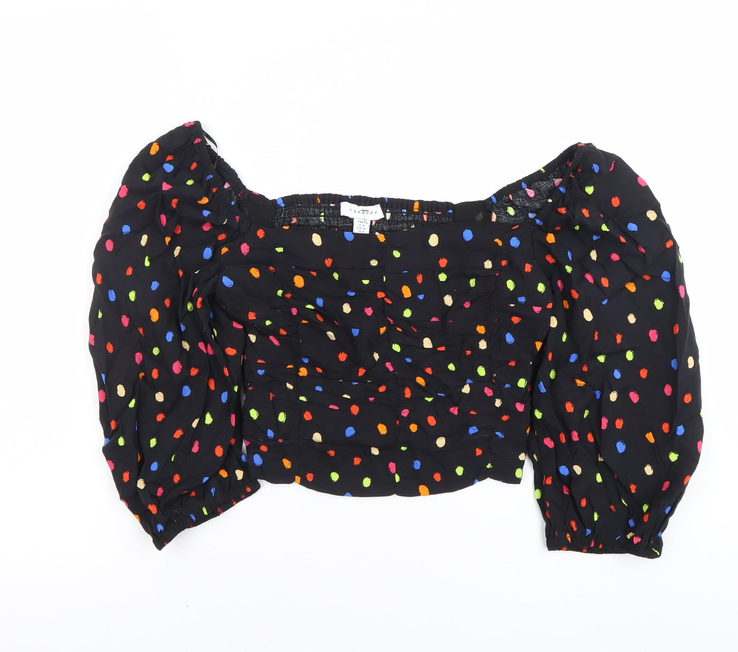 Topshop Tall Women’s Multicoloured Puff Sleeve Cropped Blouse Size 8