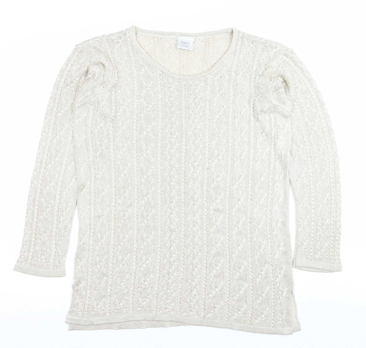 Next Women’s Ivory Open-Knit 3/4 Sleeve Pullover Jumper M