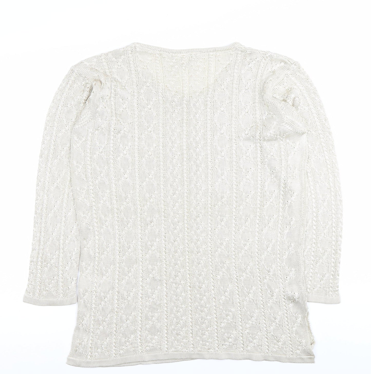 Next Women’s Ivory Open-Knit 3/4 Sleeve Pullover Jumper M