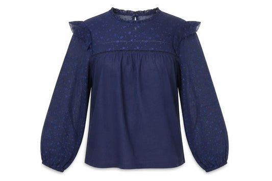Womens UK Size 8 Fat Face Blue Cotton Blend Blouse