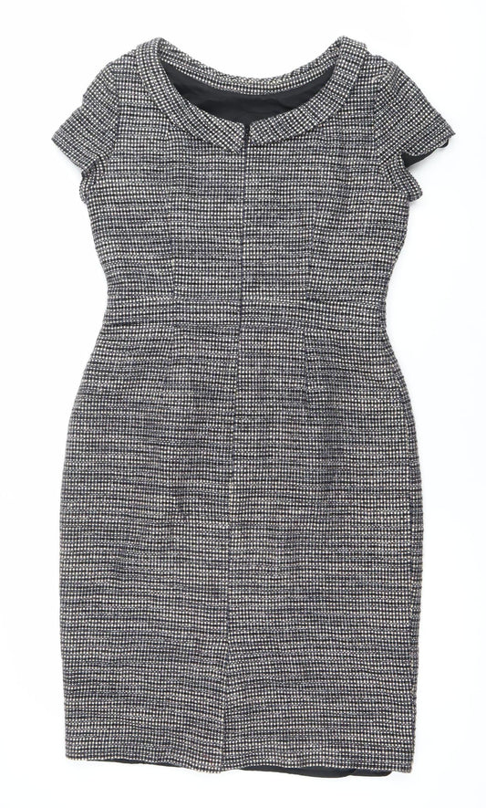 Boden Women’s Black Check Sheath Dress UK 10 Knee Length Sleeveless