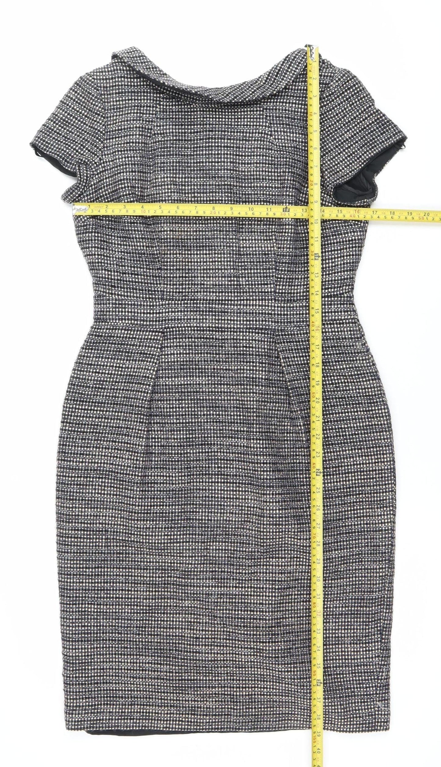 Boden Women’s Black Check Sheath Dress UK 10 Knee Length Sleeveless