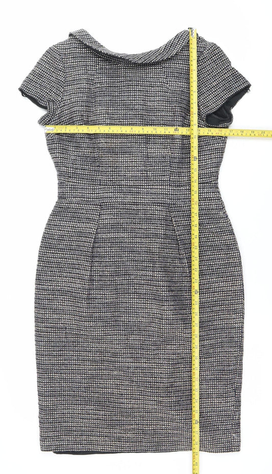 Boden Women’s Black Check Sheath Dress UK 10 Knee Length Sleeveless