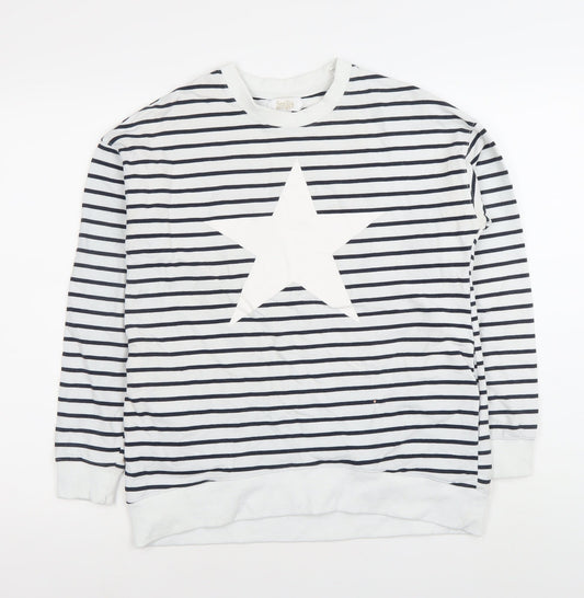 Stella Morgan Women’s White Striped Star Sweatshirt Size S