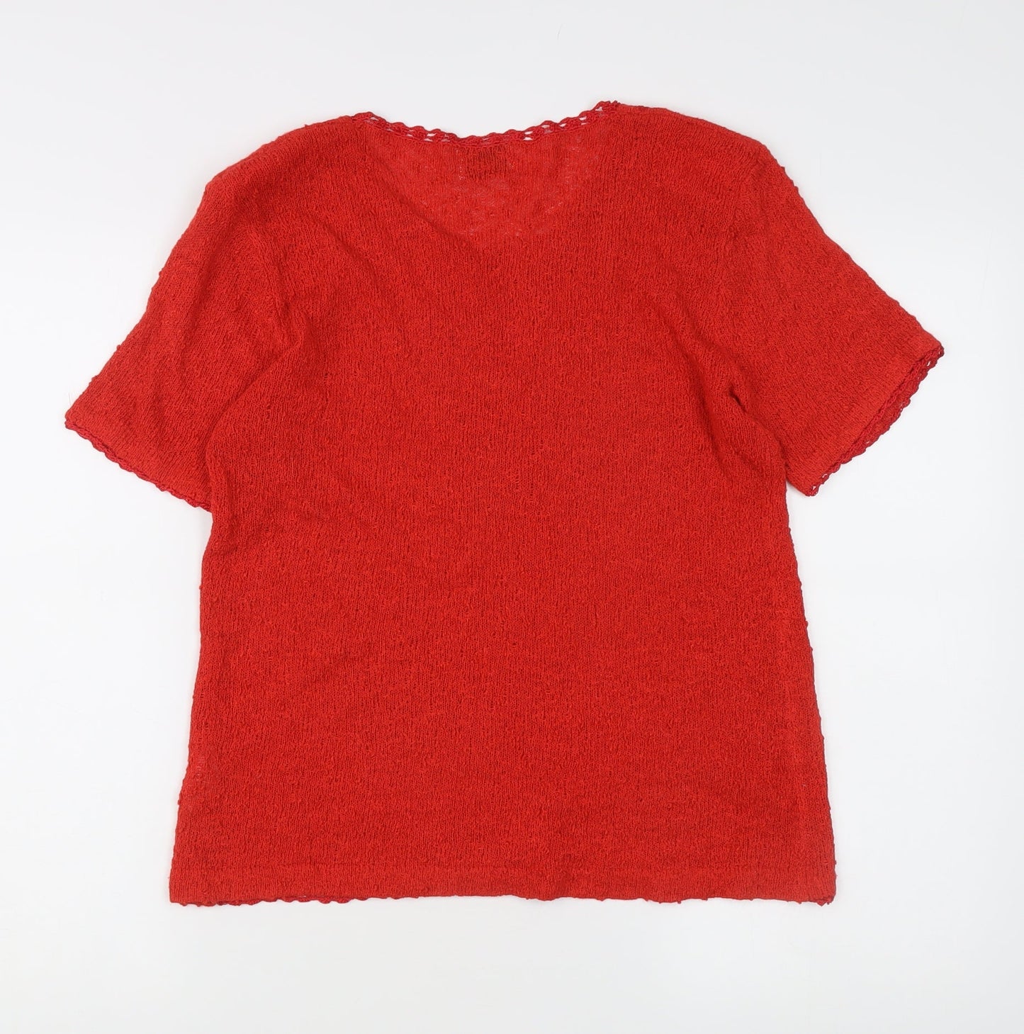 Roman Originals Women's Red Floral Embroidered Knit Jumper L