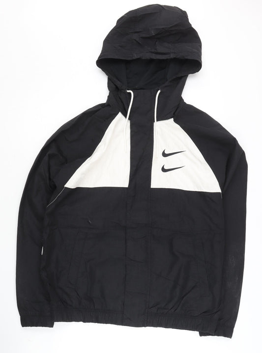 Nike Men's Black M Windbreaker Jacket Hooded Sports Colourblock